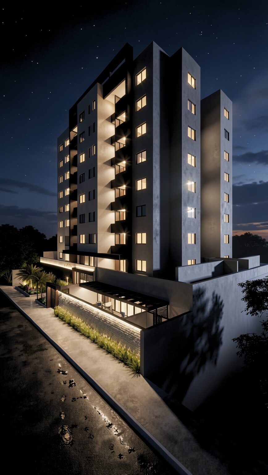 Fachada do Constellare Residence, empreendimento da Construtora Ogma em Contagem MG
