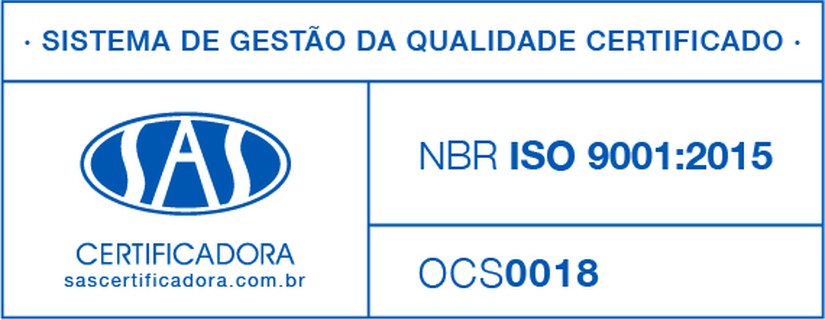 Selo ISO 9001:2015 - Construtora Ogma certificada pela SAS Certificadora
